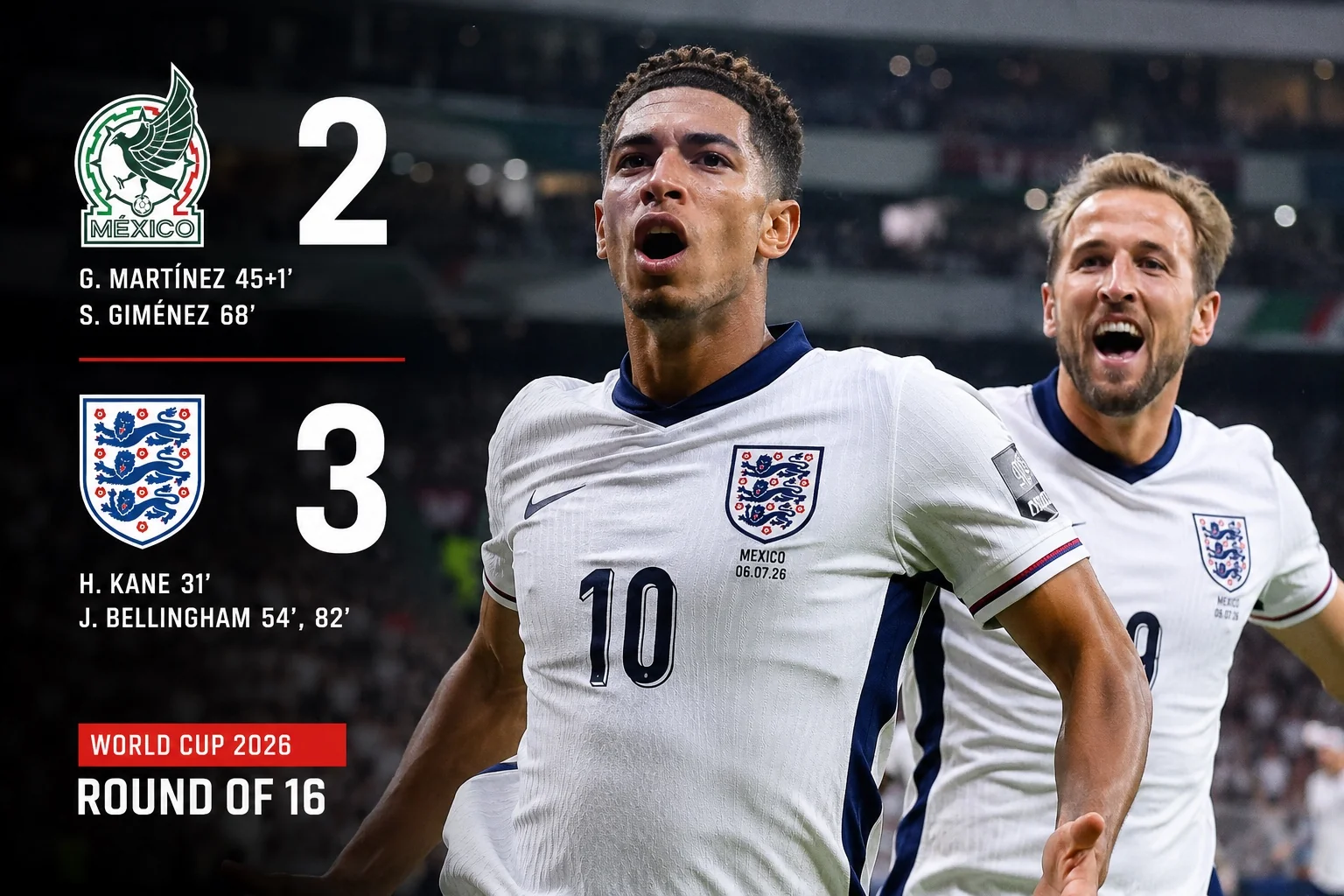 Mexico vs England Result: Bellingham Double Seals 3-2 Thriller