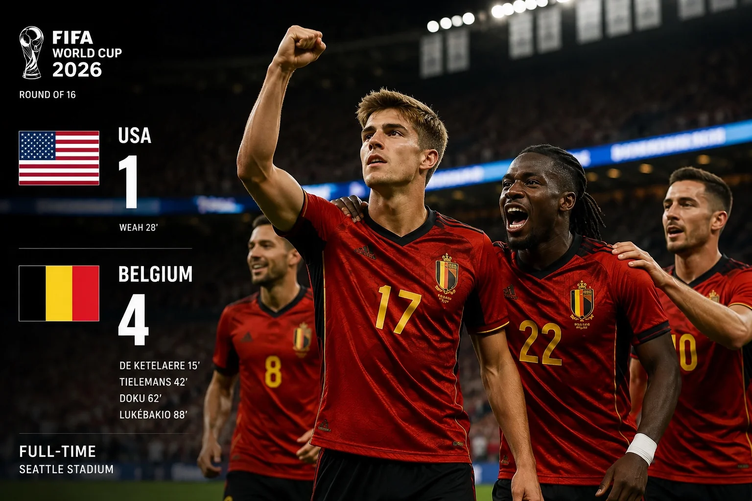 USA vs Belgium Result: De Ketelaere Stars In 4-1 Knockout Win